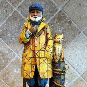 Jim Shore Shorelights "Old Salt" Evening Star Sea Captain with Cat Figurine